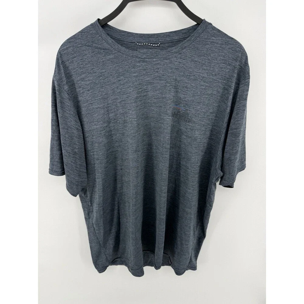 Patagonia T-Shirt Mens L Blue Capilene Cool Daily Moisture Wicking Crew Neck
